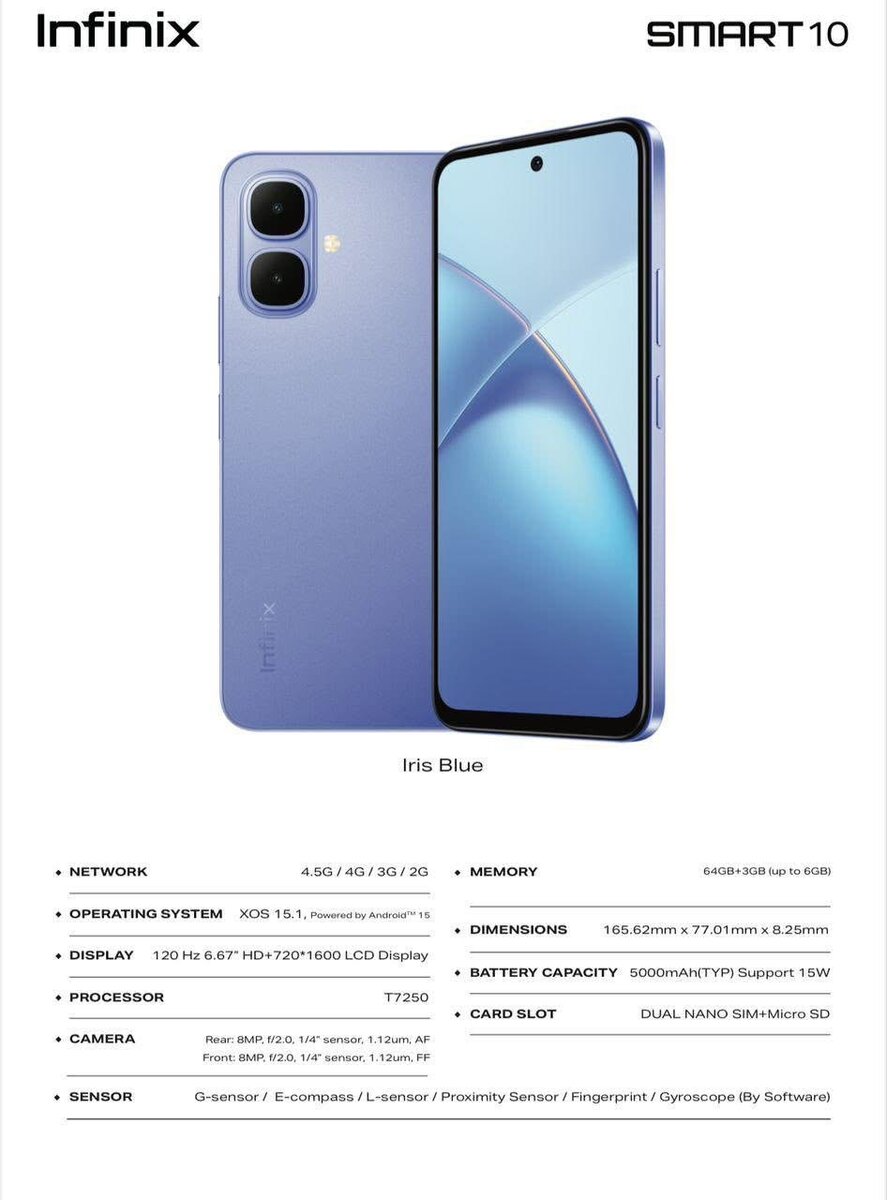 Infinix Smart 10 - Bleu