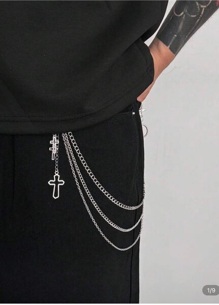Chaîne de pantalon gothique croix