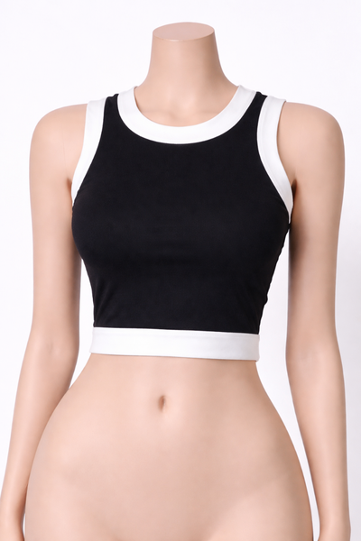 Top blanc noir élégant