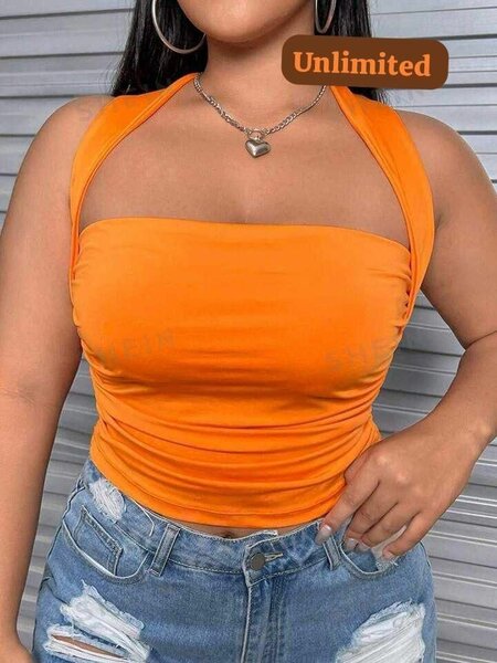 Crop Top Orange Femme