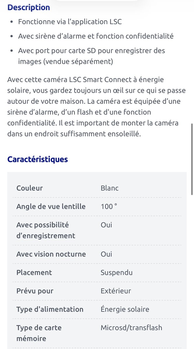 Caméra Solaire Extérieure LSC