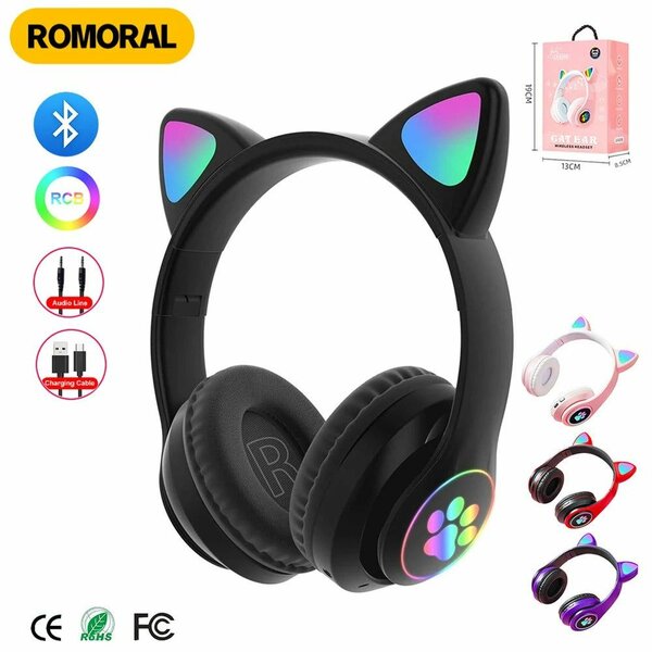 PREV  NEXT  Cute Cat Wireless Headphone RBG Cute Cat Headset