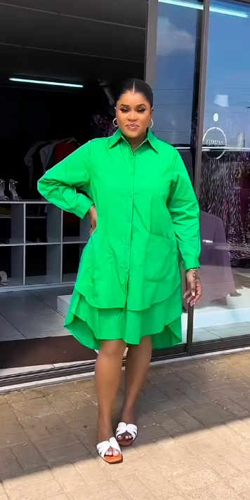 Women's dress is green