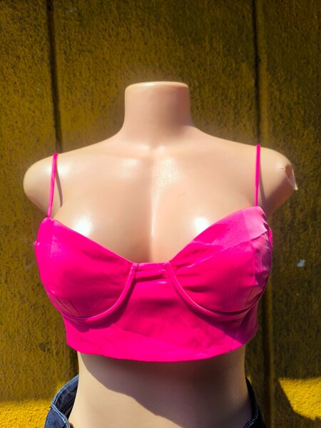 Top court rose fluo féminin