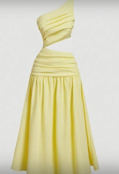 Robe asymétrique jaune chic