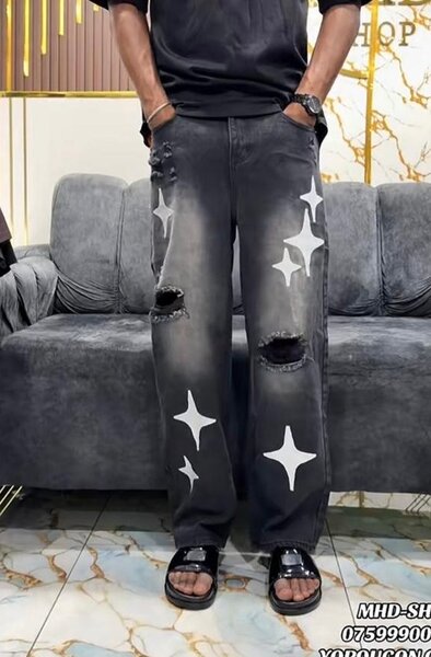 Jeans décontracté à motifs