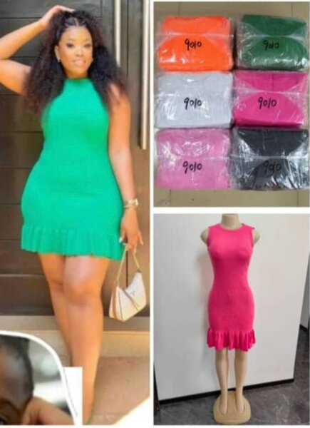 Ladies dress fit and flare green and sea blue