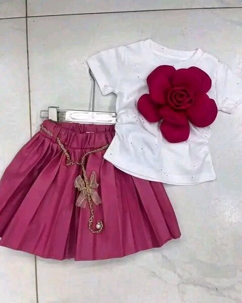 Ensemble enfant fleur rose