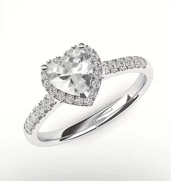 Bague diamant cœur en argent