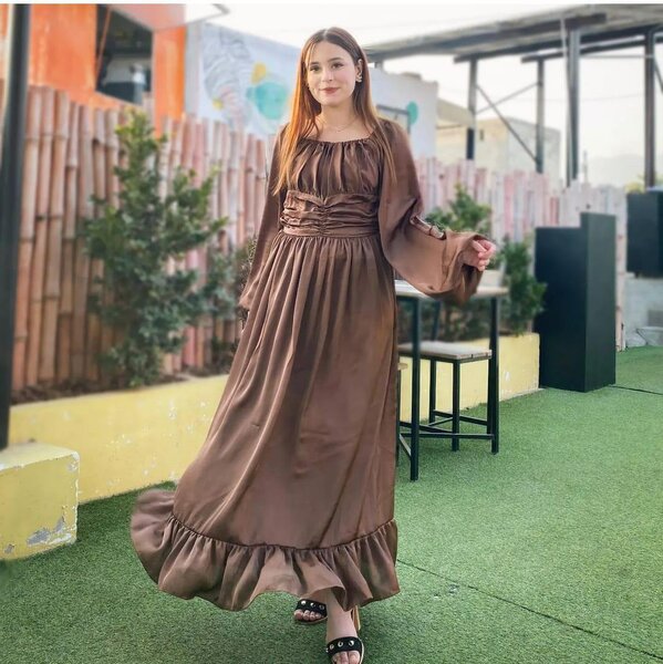 Stitched silk maxi