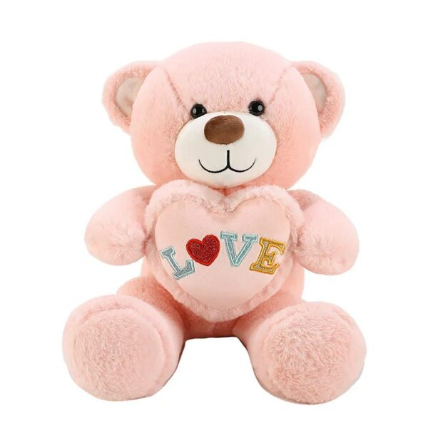 Ours en peluche rose avec cœur LOVE