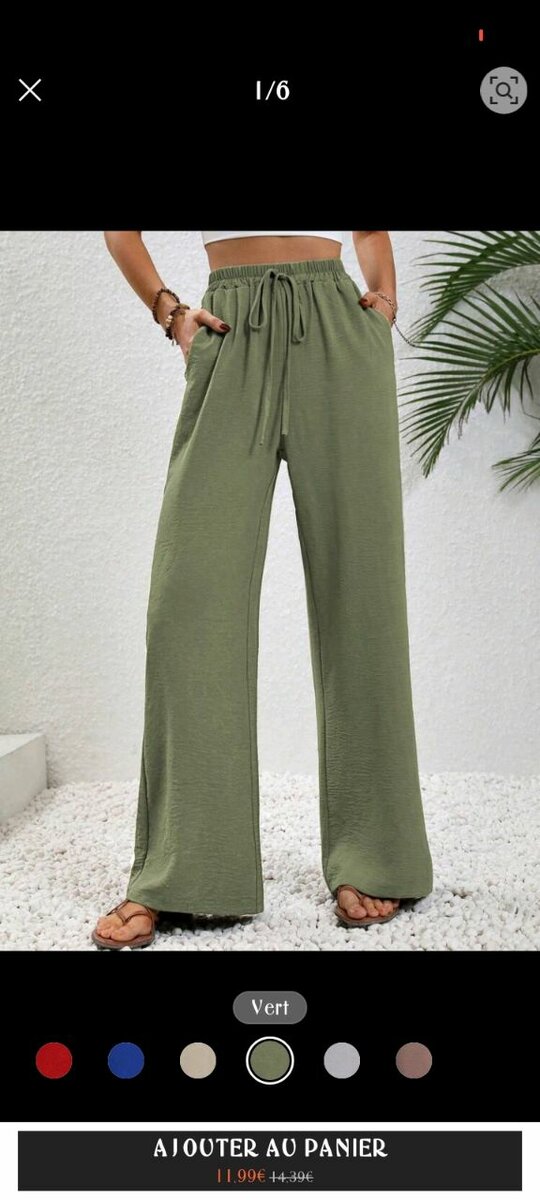 Pantalon large vert femme