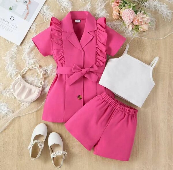 Ensemble d'été fille rose vif