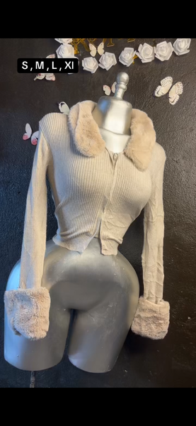 Cardigan en Tricot avec Fourrure