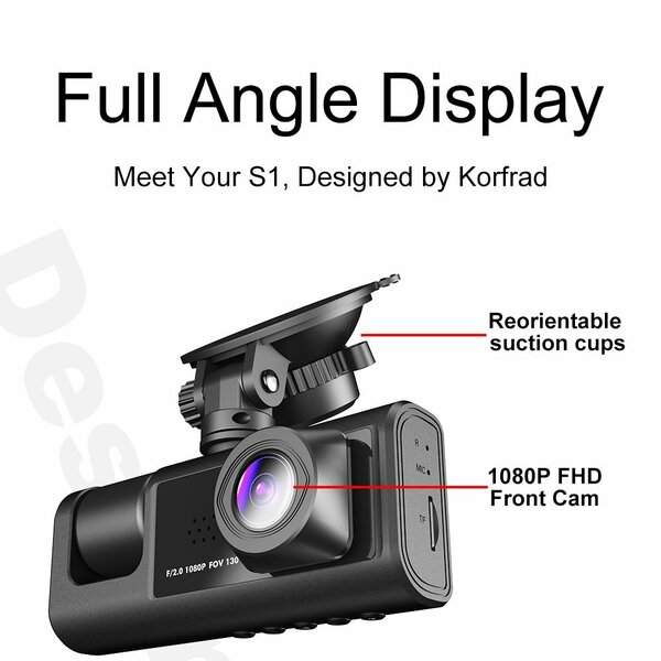 Car 3lens Dashcam Camcorder Monitor Recorder