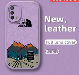 JIUMOO For OPPO A74 4G A95 4G F19 F19s Case Fashion Simple Mountain Thin New Design Leather Soft Back Cover Camera Protect Cases Shockproof Casing