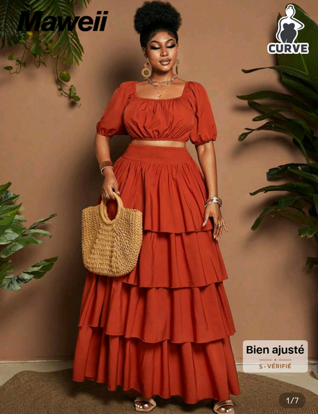 Robe longue bohème à volants