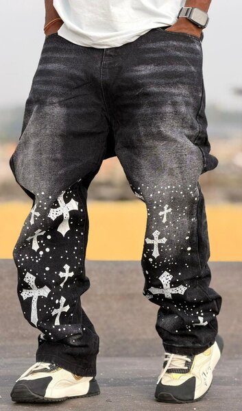 Jeans homme décontractés avec motifs