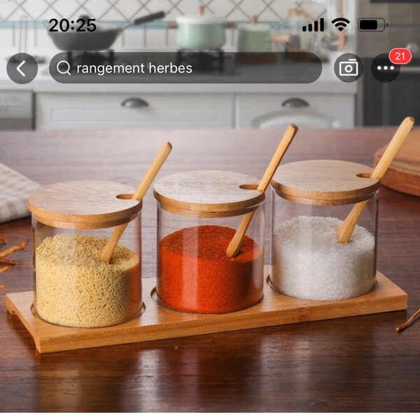 Ensemble de pots à épices en bambou