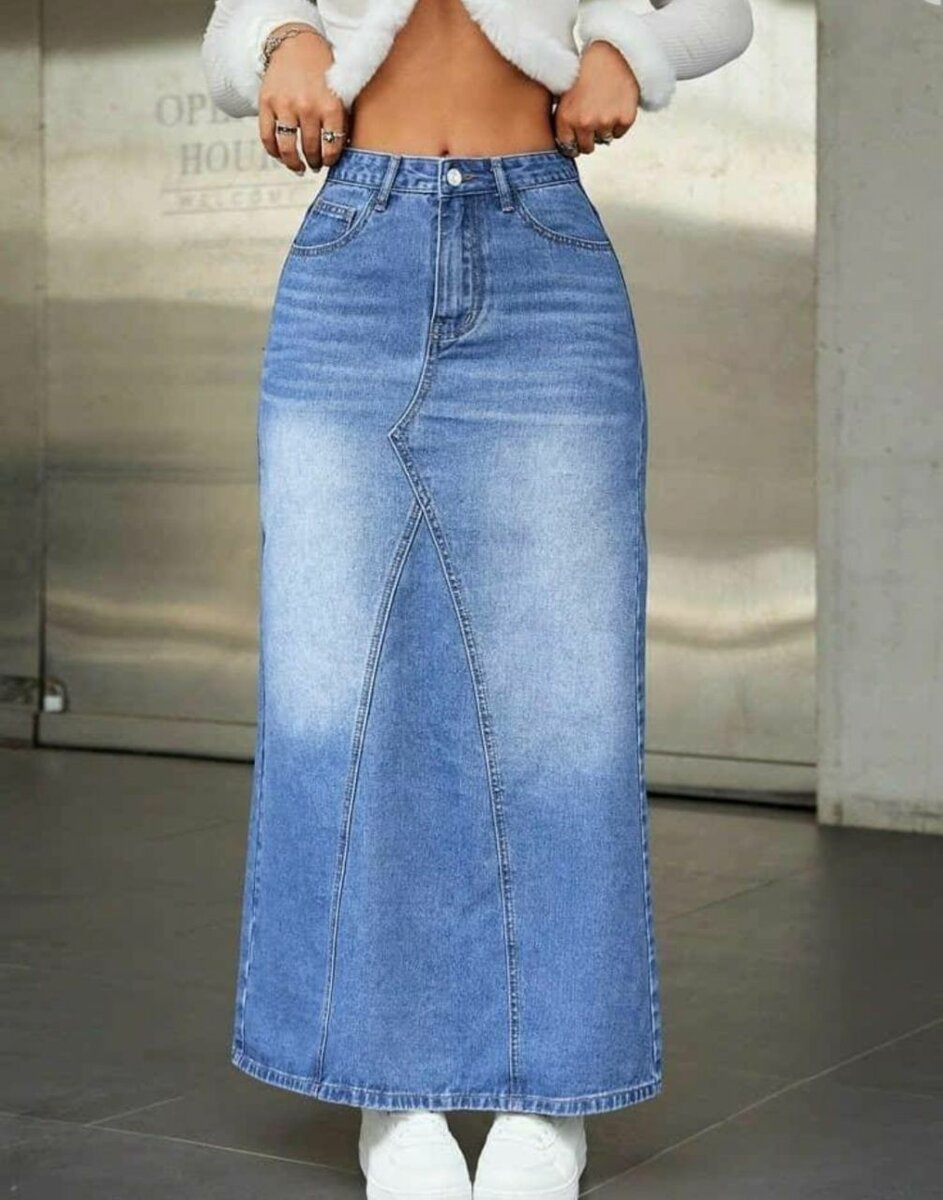 Longue jupe en jean pour femme