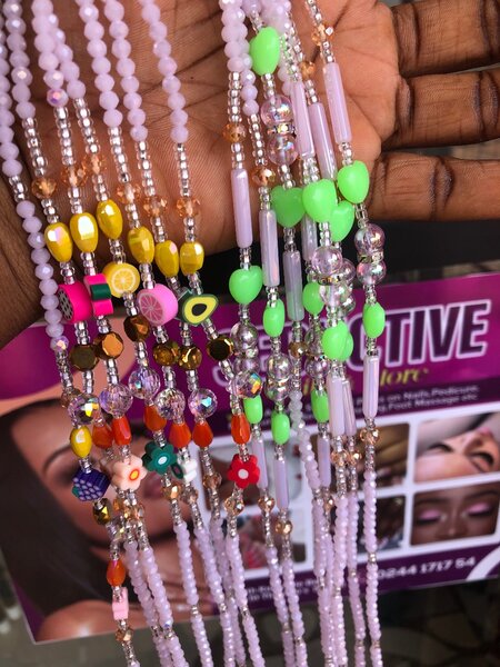 Pink crystals waist beads