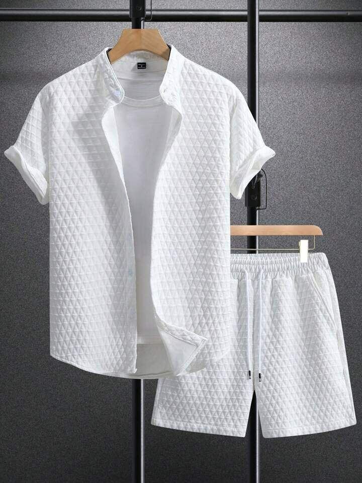 Ensemble homme blanc en maille texturée
