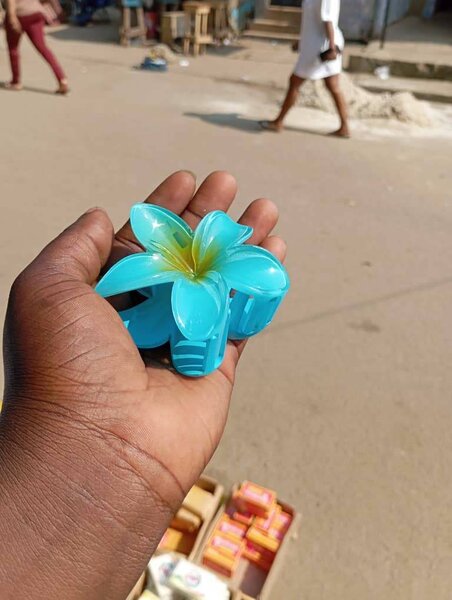 Barrette à fleurs bleues