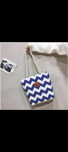 Sac cabas zébré bleu blanc