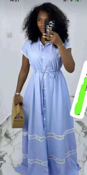 Robe longue boutonnée bleue