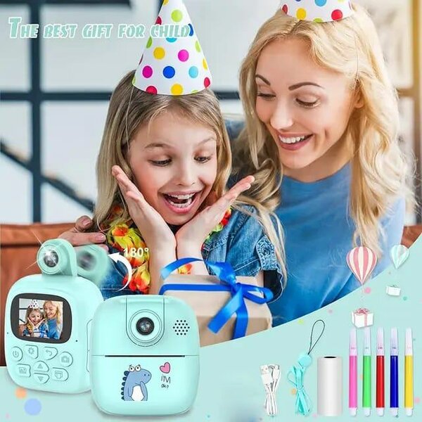 Appareil Photo Enfant HD, Impression Instantanée + carte Mem