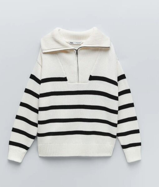 Pull rayé zippé femme