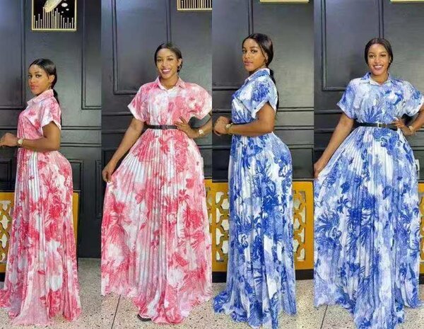 Robe longue en soie imprimée