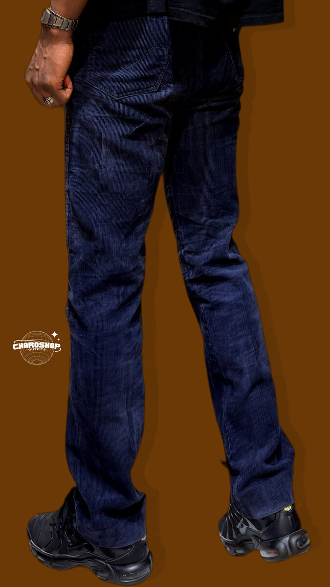 Pantalon en velours côtelé bleu