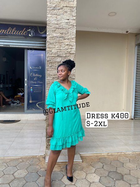 Dress,sleeve 3/4,length medium,color turquoise,sizes S-2XL