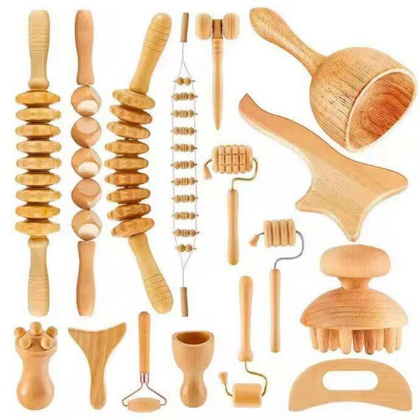Ensemble d'Outils de Massage en Bois