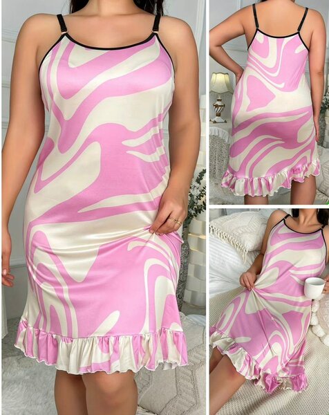 Chemise de nuit satinée rose