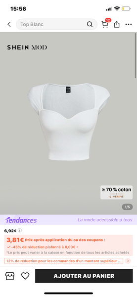 Top court en coton tendance