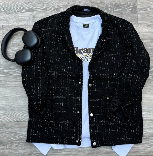 Veste noire à carreaux pour hommes