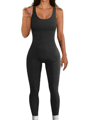 Ribbed romper black