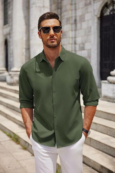 Chemise Homme Verte Élégante