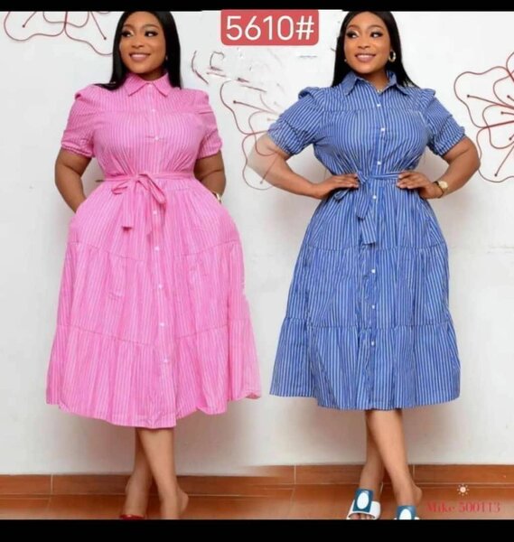 Robe chemise à rayures chic