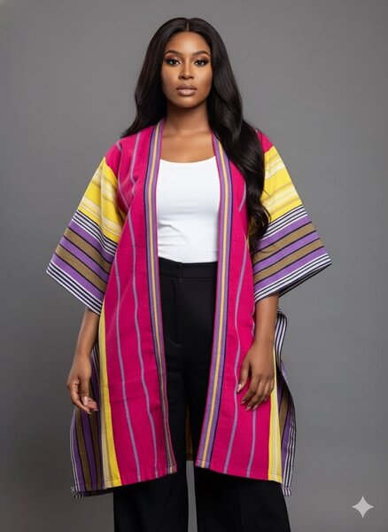 Kimono long rayé coloré