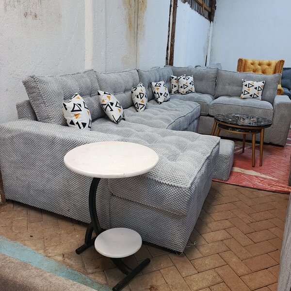 Grand canapé d'angle gris