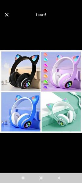 Casque Bluetooth Oreilles de Chat LED