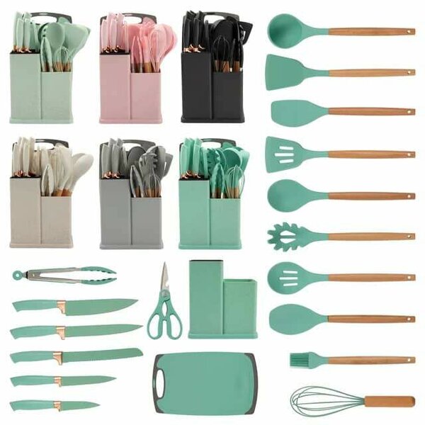19pcs Silicon spoon and knife set