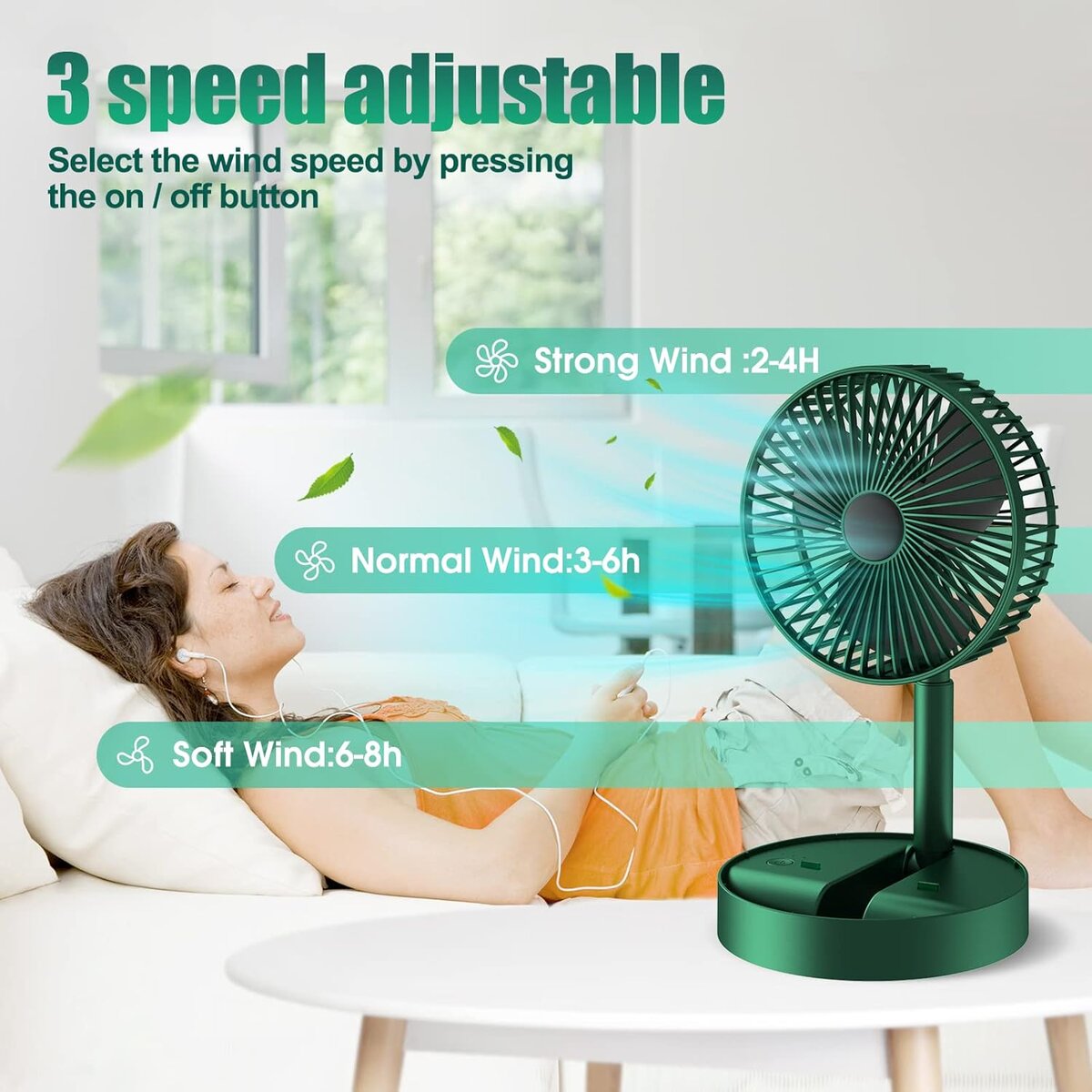 Power rechargeable desk fan