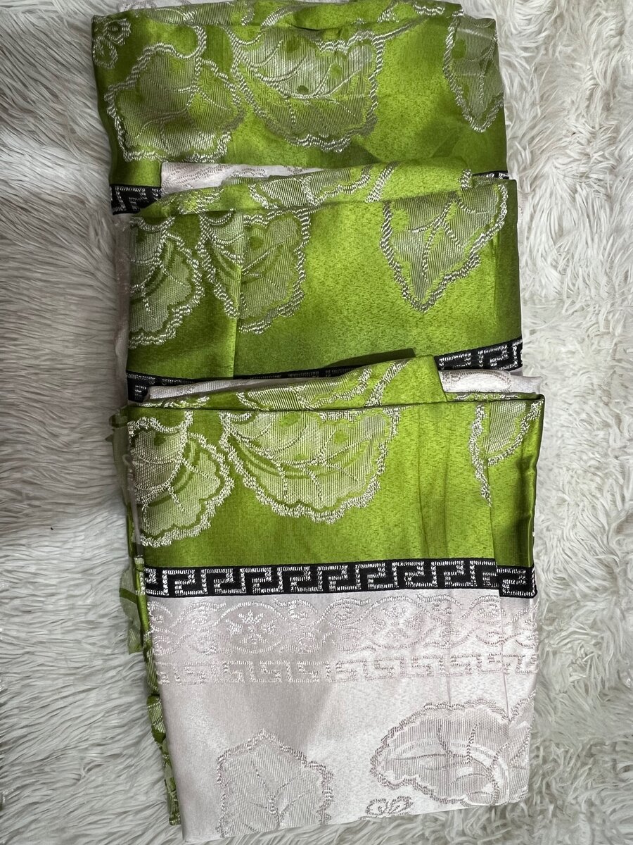 Curtains for Door/Window (Green & White)- 2 Pieces