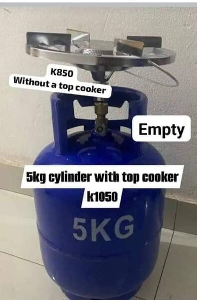 Empty 5kg gas cylinder with a top cooker