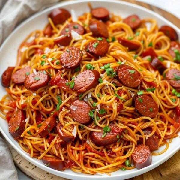 Spaghetti avec saucisses