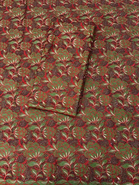 Tissu dentelle brodé floral